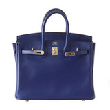 Hermes Birkin 25 Bleu Saphir Swift Leather Palladium Hardware Bag