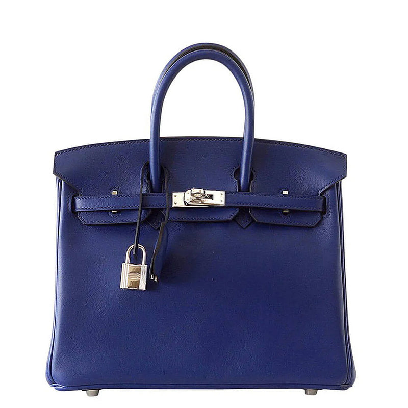 Hermes Birkin 25 Bleu Saphir Swift Leather Palladium Hardware Bag