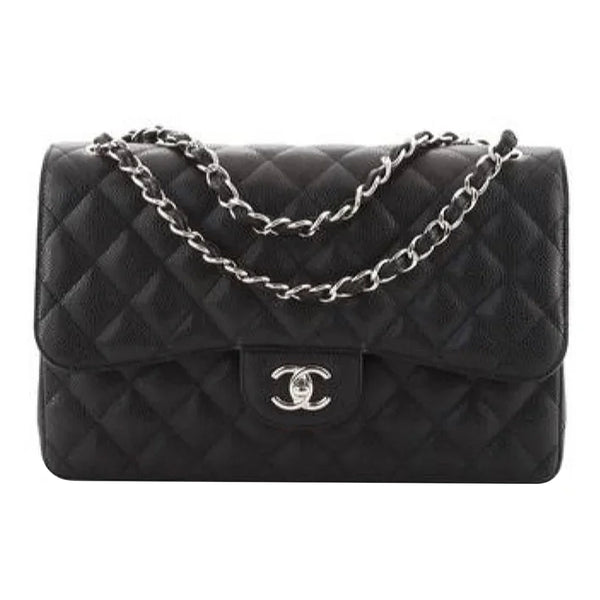Chanel Classic Double Flap Bag Quilted Caviar Jumbo