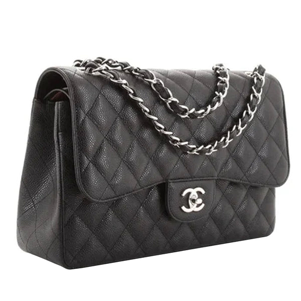 Chanel Classic Double Flap Bag Quilted Caviar Jumbo