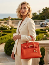 Hermes Birkin 25 Orange Poppy Togo Leather Turn-Lock Closure With Gold Hardware