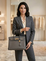 Hermès Birkin 25 Gris Meyer Togo Leather With Gold Hardware Handbag