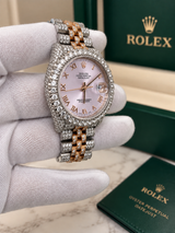 Rolex Datejust 36mm Rose Gold Dial Diamond Bezel Iced Out Jubilee Watch 116233