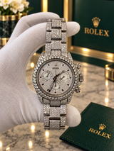 Rolex Daytona 40mm Custom Mother of Pearl Diamond Pave Dial Steel Watch 116520