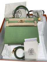 Hermès Kelly Sellier 25 Vert Criquet Epsom Leather Gold Hardware Handbag