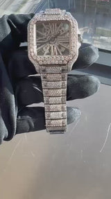 Cartier Santos De Cartier Skeleton Iced Out Two-Tone VVS Clariry Watch WHSA0015