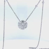 4ctw Cluster Pendant Flower Necklace on a Diamond by the Yard Chain 14K Gold