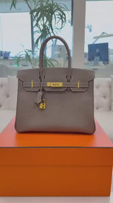 Hermès Birkin 30 Etoupe Epsom Leather With Gold Hardware Handbag