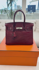 Hermes Birkin 30 Rouge H Matte Alligator With Palladium Hardware Handbag