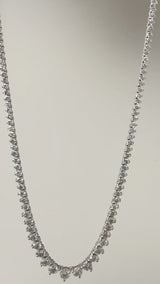 19.57ct Natural Diamond Graduated Tennis Necklace in 14K White Gold
