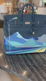 Hermes Birkin 50 Limited Edition Endless Road Bleu De Prusse Palladium Hardware