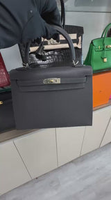 Hermès Kelly Sellier 25 Ardoise Epsom Leather Electrum Hardware Handbag