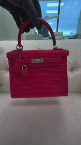 Hermès Kelly Retourne 25 Framboise Matte Alligator Leather Palladium Hardware