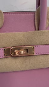 Hermes Birkin 25cm Mauve Sylvestre Swift Leather With Rose Gold Hardware Bag