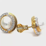 David Webb Platinum and 18K Hammered Gold South Sea Pearl Diamond and Earrings