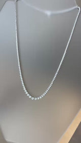 7.40ct Round Cut Diamond Tennis Necklace Crown Prong Buttercup Setting 18K Gold