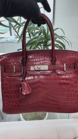 Hermes Birkin 30 Rouge H Matte Alligator With Palladium Hardware Handbag