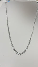 19.57ct Natural Diamond Graduated Tennis Necklace in 14K White Gold