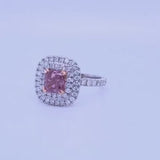 GIA 1.01ct Natural Fancy Intense Purplish Pink Diamond with Cushion Diamond Ring