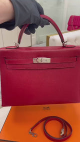 Hermes Kelly Sellier 32 Epsom Leather Rubis Palladium Hardware Handbag