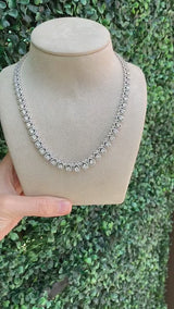 15.62 Carat Pear Shaped Diamond Halo Necklace 14 Karat White Gold 16 Inches