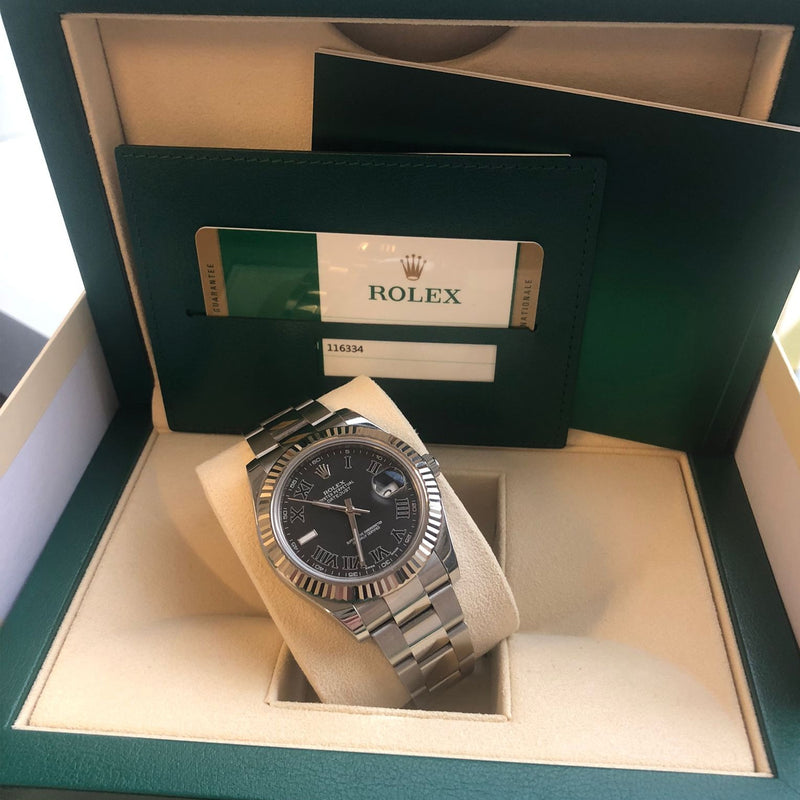Rolex Datejust II Auto 41mm Steel Men's Oyster Bracelet Roman Dial Watch 116334