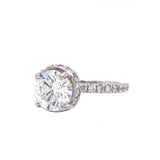 GIA Certified 1.51 Carat Round Cut Diamond with Micro Pave Halo Engagement Ring