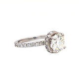 GIA Certified 1.51 Carat Round Cut Diamond with Micro Pave Halo Engagement Ring