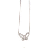 18 Karat White Gold Diamond Butterfly Necklace with baguettes