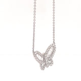 18 Karat White Gold Diamond Butterfly Necklace with baguettes