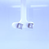 14K White Gold Princess Cut Diamond Stud Earrings 2.50 Total Carat