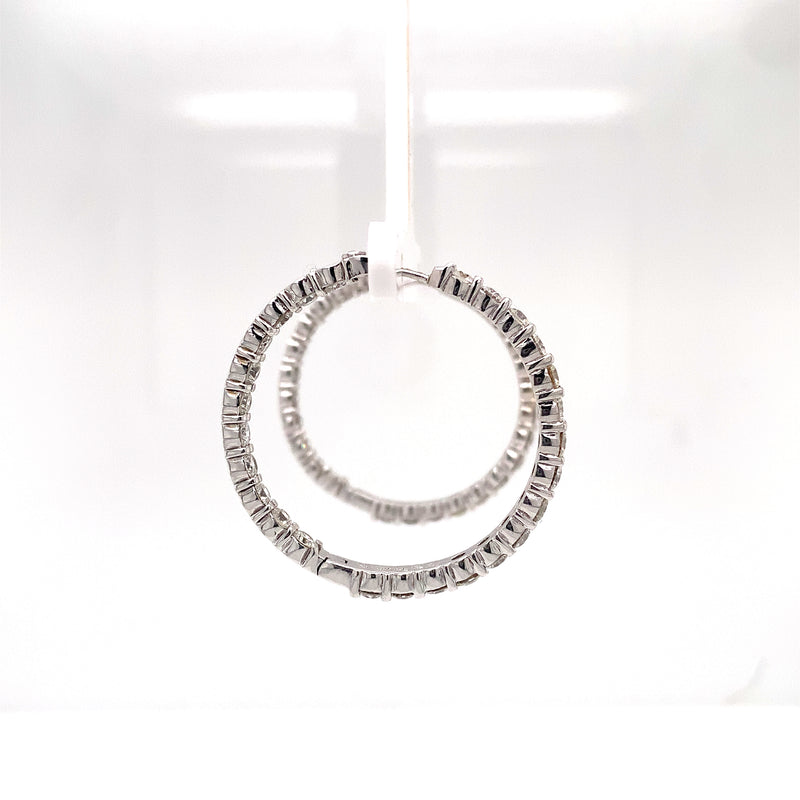 Diamond Inside Out Hoops Earrings 18K White Gold