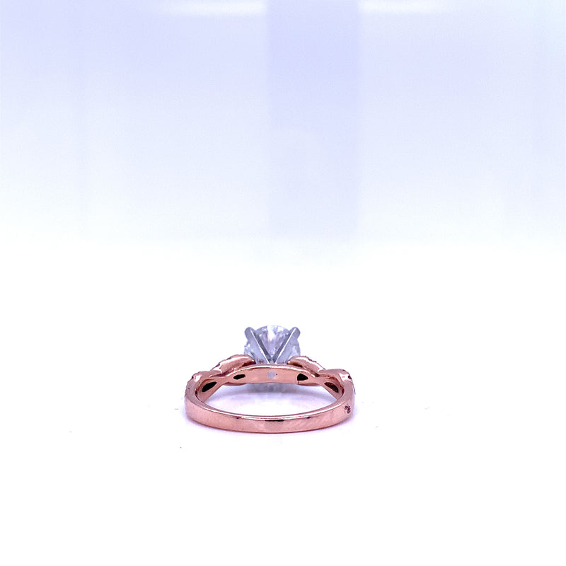 Round Cut Diamond 2.08 Carat Ring Set in 14k Rose Gold
