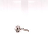 1.04 Carat Round Diamond Ring H SI3 with Double Halo 14K White Gold