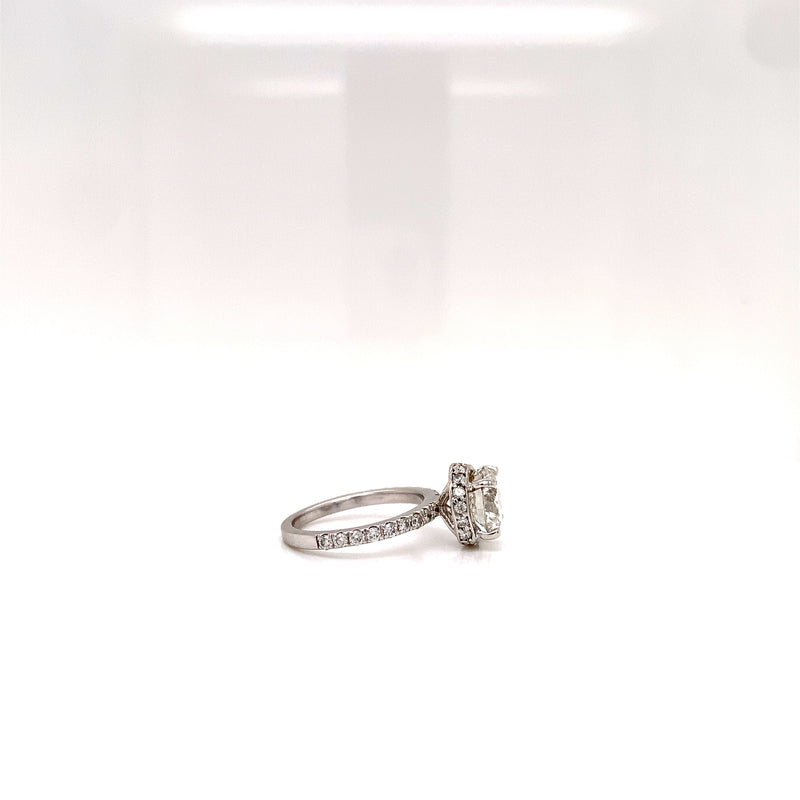 1.77 Carat Round Diamond Ring H SI3 with Halo 18K White Gold