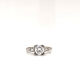 1.04 Carat Brilliant Round Cut Diamond G SI2 With Two Baguettes