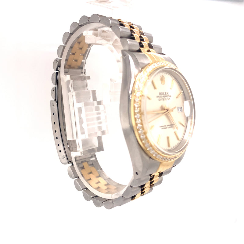 Rolex Datejust 36mm Gold/Steel Jubilee with Diamond Bezel 16013