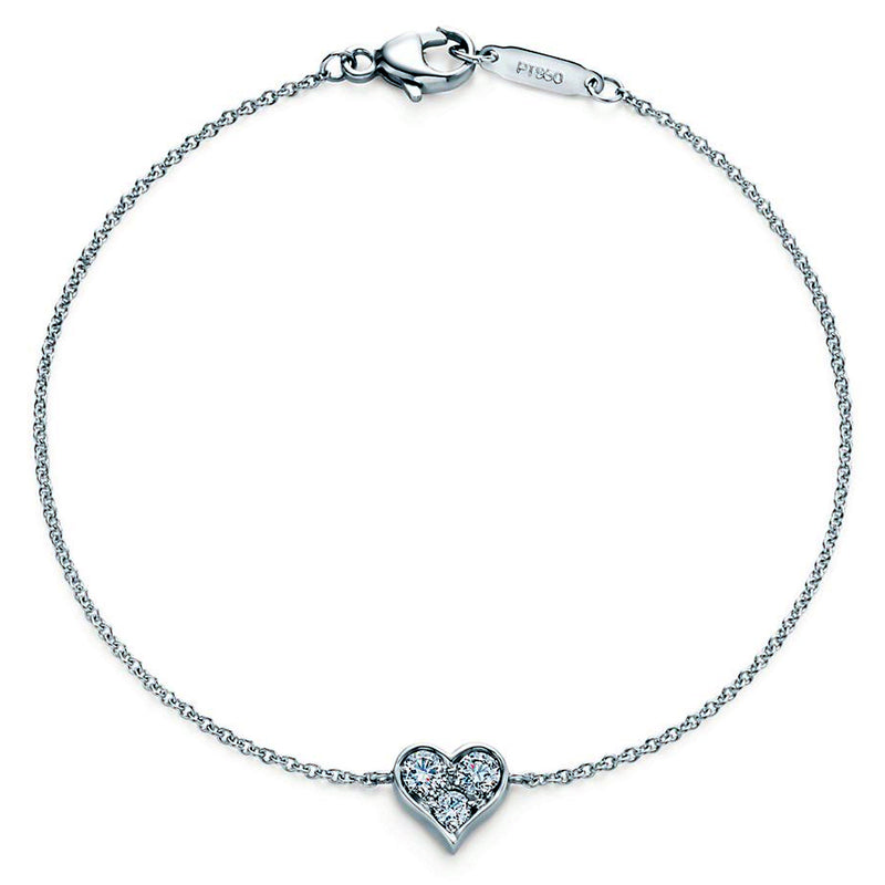 Tiffany & Co. 0.18ct 3 Point Hearts Brilliant Round Diamonds Platinum Bracelet