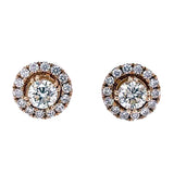 1.40ct Pave Natural Round Diamond Earrings 14K Yellow Gold Pair Si1/VS2 Clarity