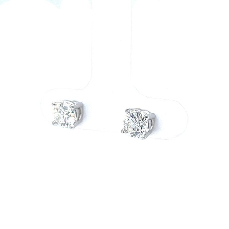 1.41CTW Natural Round Diamond Stud Earrings 4 prongs Basket Platinum Setting