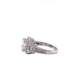 GIA Certified 2.01 Carat Cushion Cut Diamond with 0.68ct Pave 14K Gold Ring