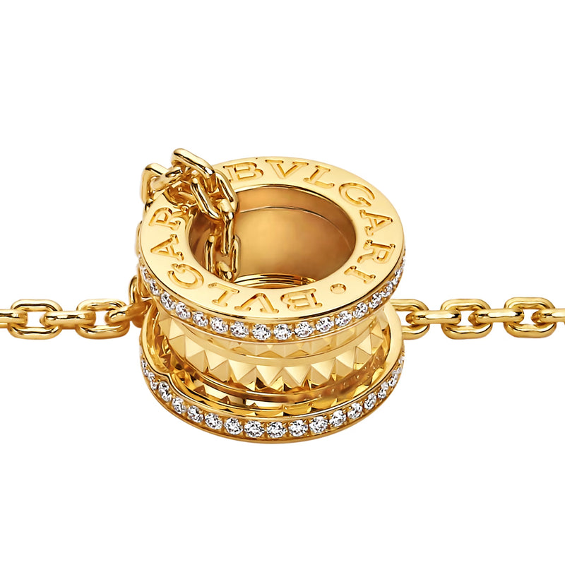 B.zero1 Rock Pendant Necklace 18kt Yellow Gold with 0.38ct Pave Diamonds Studs
