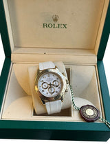 Rolex Daytona Cosmograph 40mm 18kt Yellow Gold Bezel White Stap Watch 16518