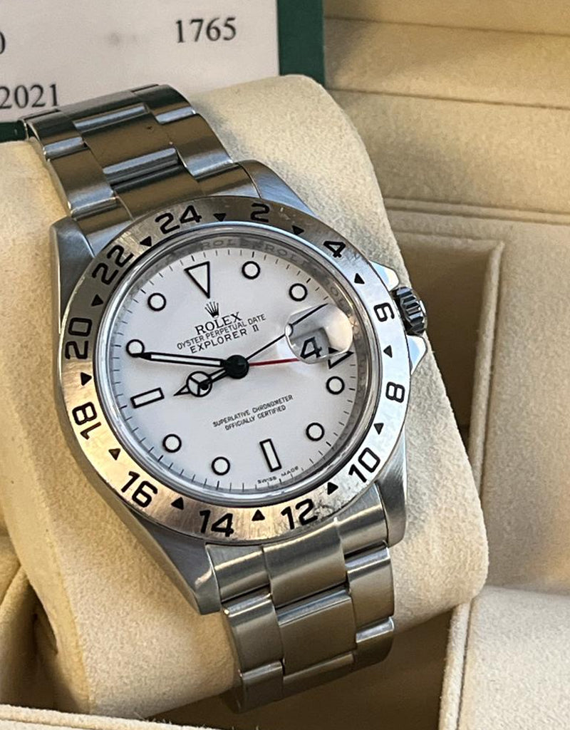 Rolex Explorer II 40mm White Polar Dial Stainless Steel Oyster Mens Watch 16570