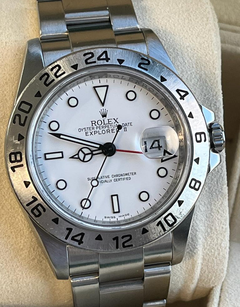 Rolex Explorer II 40mm White Polar Dial Stainless Steel Oyster Mens Watch 16570