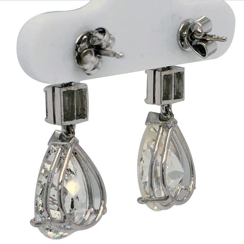 GIA Certified 10.70Ct. Diamond Drop Earrings Mounted Pear & Round Diamonds