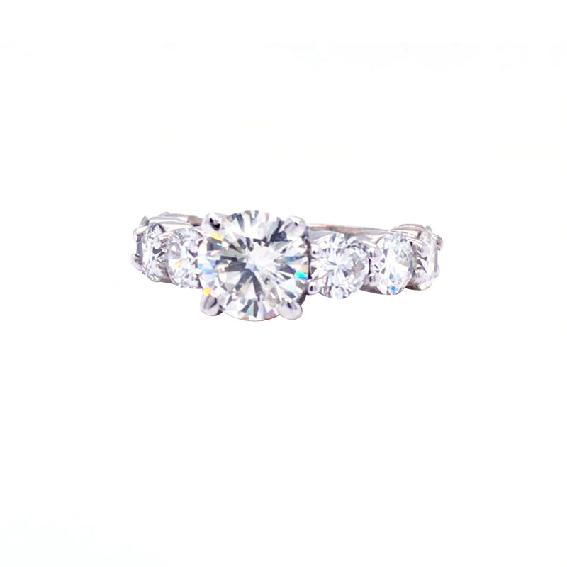 1.58CT Round Diamond with 8 Side Diamonds Engagement Ring 4.1ct Eternity Band