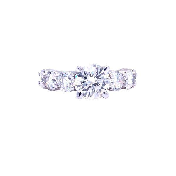 1.58CT Round Diamond with 8 Side Diamonds Engagement Ring 4.1ct Eternity Band