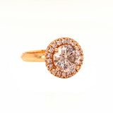 2.18ct Center Diamond Halo Round Diamond Ring 14K Gold Si3 Clarity I Color