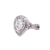 1.28 Carat Center Pear Shape Diamond Ring 14K White Gold 3 Prongs Si2 Clarity